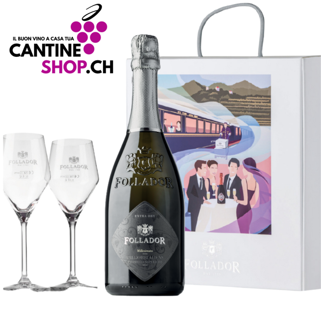 Extra Dry Millesimato DOCG Valdobbiadene Prosecco Superiore Gift Set + 2  Tulip Goblets, Cantine Shop.ch, Online Wine Shop, Red, White,  Champagne-Cantine Shop