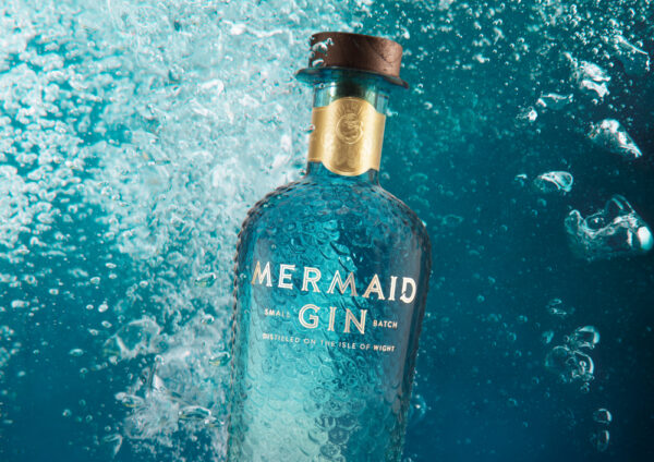 mermaid gin bottle underwater landscape